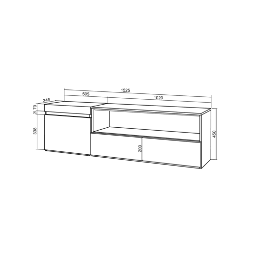 Móvel de TV, Muito espaço de arrumação, 150x35x45cm, Para televisores até 65, Suspensos, Estilo moderno, Carvalho Móvel de TV, Muito espaço de arrumação, 150x35x45cm, Para televisores até 65, Suspensos, Estilo moderno, Carvalho