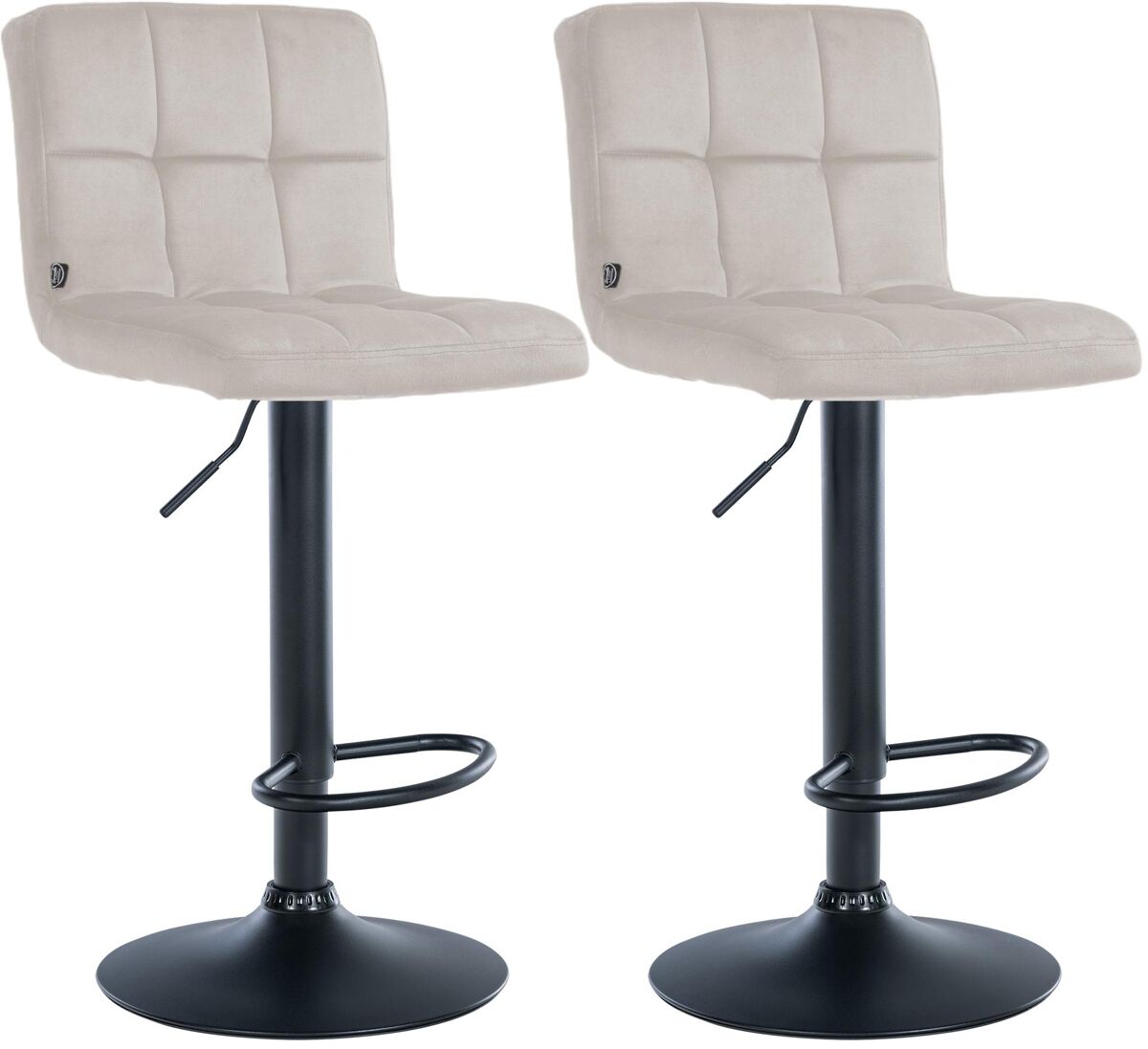 Juego de 2 taburetes de bar peru terciopelo crema 47x46x94 cm