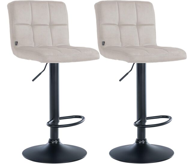 Juego de 2 taburetes de bar peru terciopelo crema 47x46x94 cm