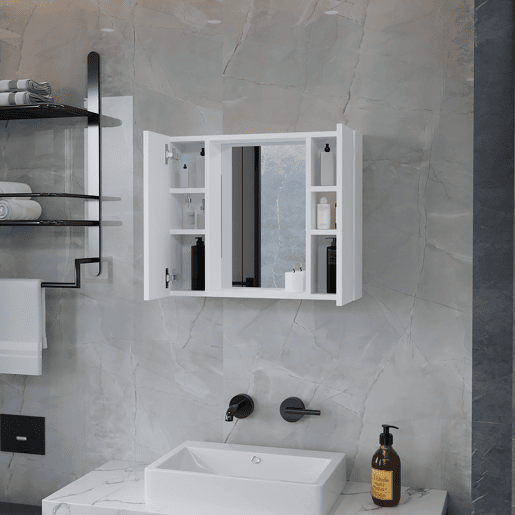 Kit de primeiros socorros Artemis em melamina, com 6 prateleiras interiores e duas portas,com espelho