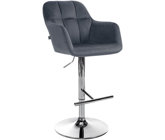 Taburete de bar natoma en terciopelo gris oscuro 59x57x97 cm