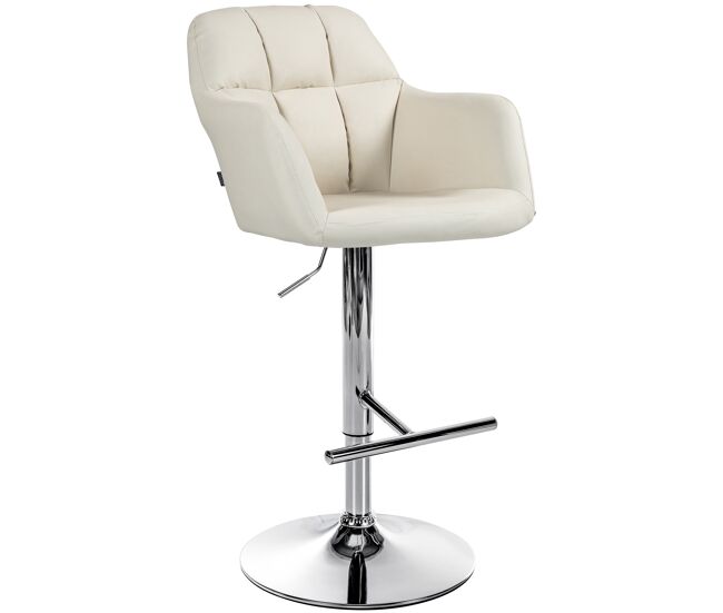 Taburete de bar natoma en polipiel simil cuero crema 59x57x97 cm