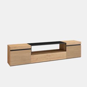 Móvel de TV, Muito espaço de arrumação, 200x35x45cm, Para televisores até 80, Estante para TV, Estilo moderno, Carvalho