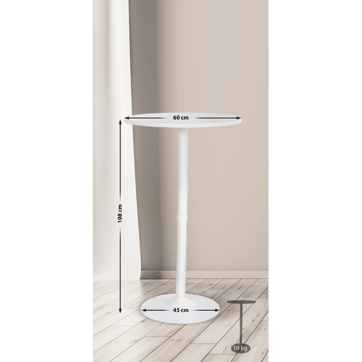 Mesa Alta de Bar con Tablero Redondo Madera Blancoblanco Ø 60 cm
