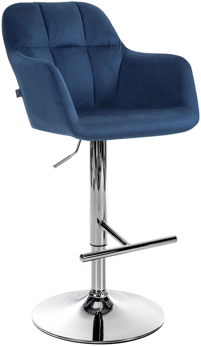 Taburete de bar natoma en terciopelo azul 59x57x97 cm