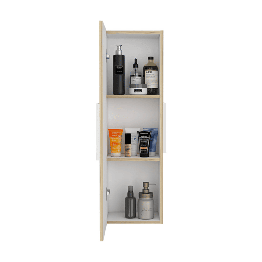 Kit de primeiros socorros Vanguard em melamina, com três prateleiras interiores e uma porta.