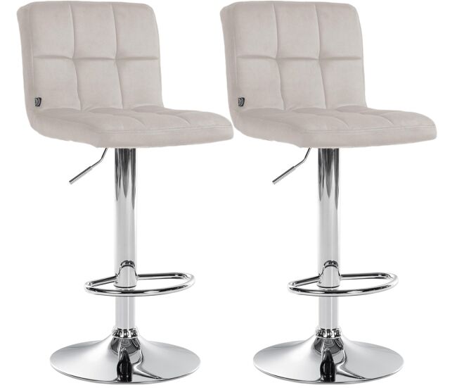 Juego de 2 taburetes de bar peru terciopelo crema 47x46x94 cm