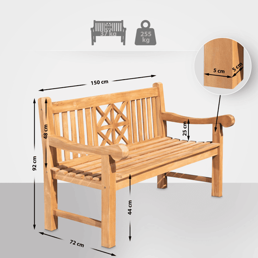 Banco de teca Florida Madera Teca 72X150X92 cm