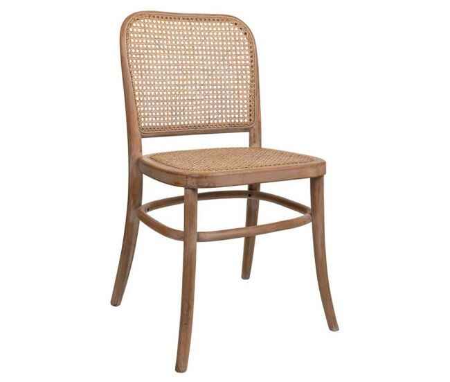 Silla de madera y rejilla marrón de 44x40x48/83h cm