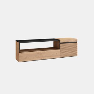 Móvel de TV, Muito espaço de arrumação, 150x35x45cm, Para televisores até 65, Suspensos, Estilo moderno, Carvalho