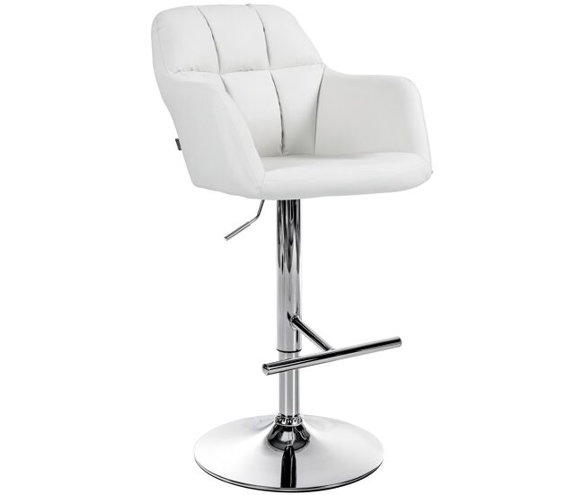 Taburete de bar natoma en polipiel simil cuero blanco 59x57x97 cm