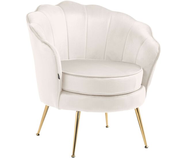 Sillón rosita en terciopelo crema 60x74x76 cm