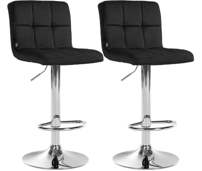 Juego de 2 taburetes de bar peru terciopelo negro 47x46x94 cm