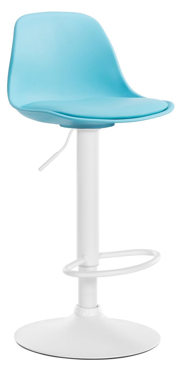 Taburete kiel estructura de plástico & asiento de polipiel azul 43x39x82 cm