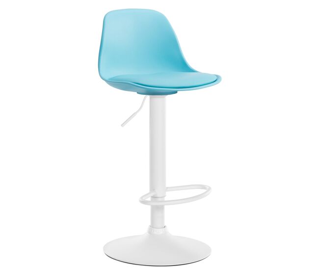 Taburete kiel estructura de plástico & asiento de polipiel azul 43x39x82 cm
