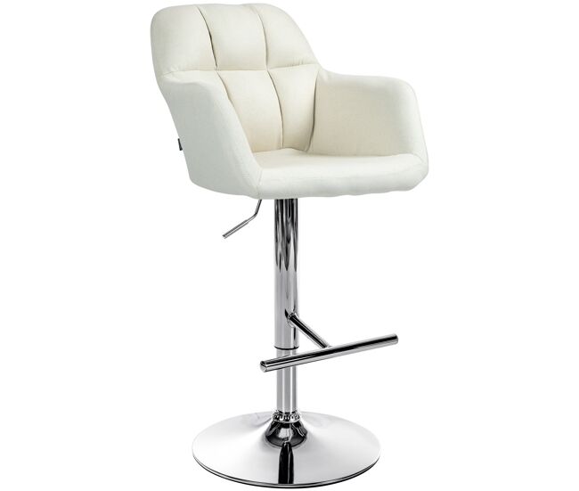 Taburete de bar natoma en tela crema 59x57x97 cm
