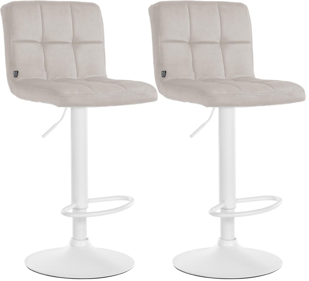 Juego de 2 taburetes de bar peru terciopelo crema 47x46x94 cm