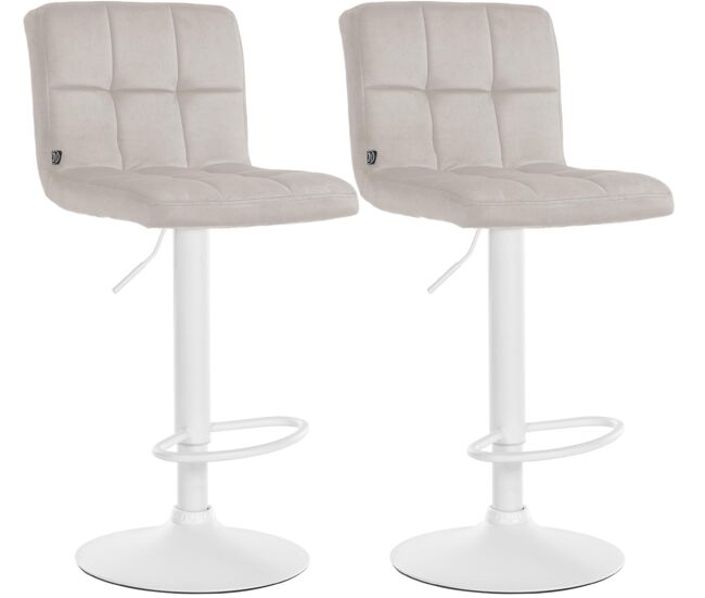 Juego de 2 taburetes de bar peru terciopelo crema 47x46x94 cm