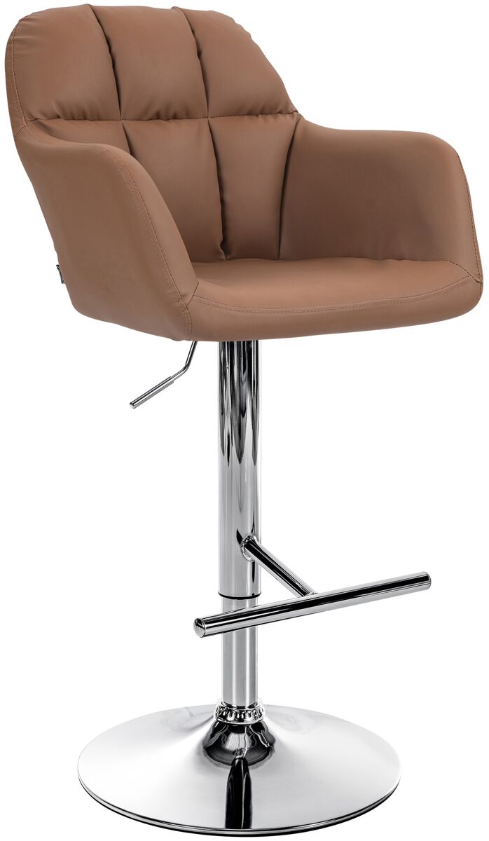Taburete de bar natoma en polipiel simil cuero marrón claro 59x57x97 cm