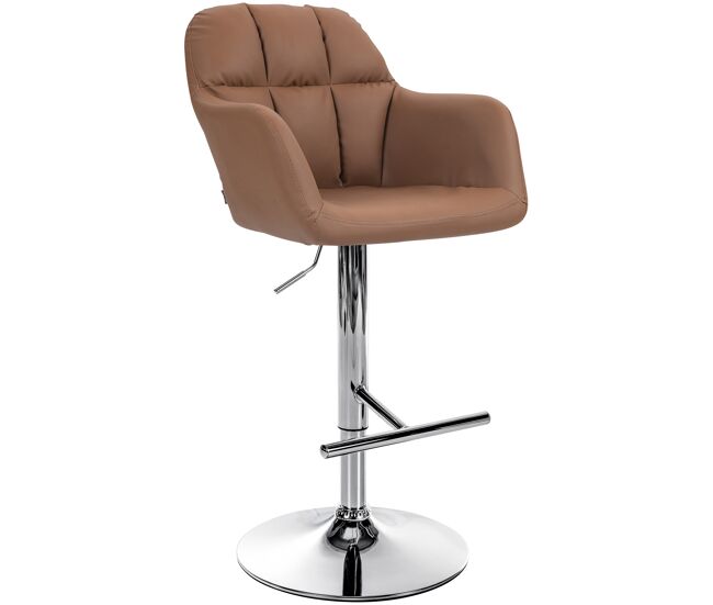 Taburete de bar natoma en polipiel simil cuero marrón claro 59x57x97 cm