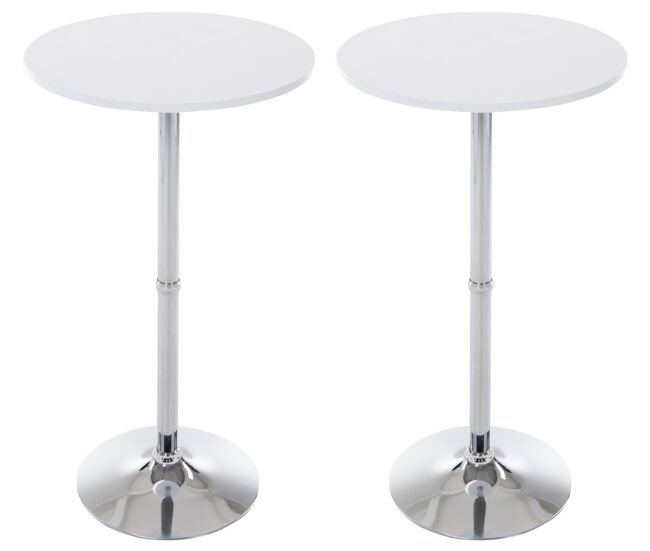 Set de 2 mesas redondas de bar madera blanco mate ø 60 cm