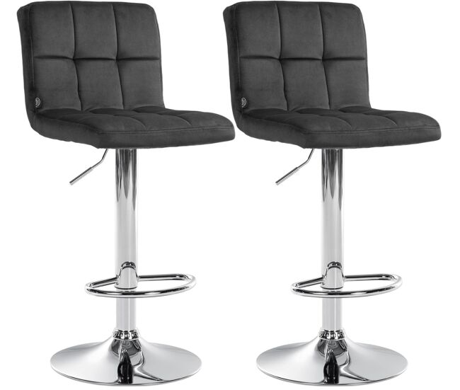 Juego de 2 taburetes de bar peru terciopelo gris oscuro 47x46x94 cm