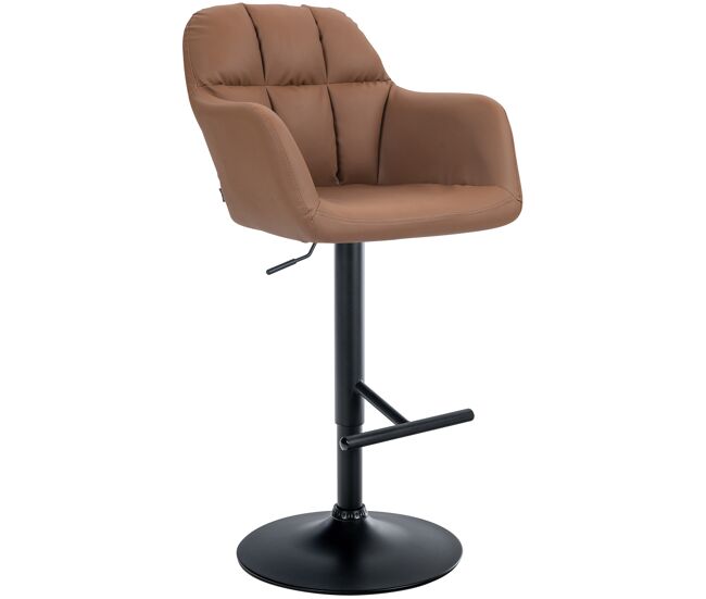 Taburete de bar natoma en polipiel simil cuero marrón claro 59x57x97 cm