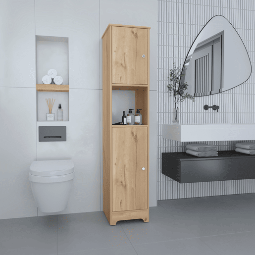 Coluna de casa de banho Ibis em melamina com 2 portas e 1 prateleira