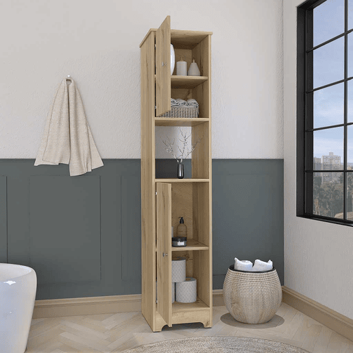 Coluna de casa de banho Ibis em melamina com 2 portas e 1 prateleira