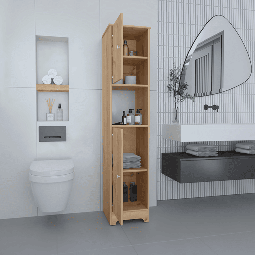 Coluna de casa de banho Ibis em melamina com 2 portas e 1 prateleira