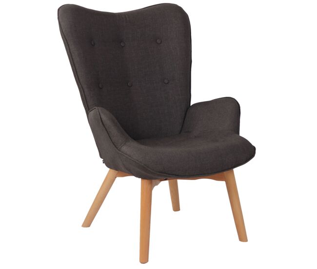 Sillón orejero nórdico durham tela gris oscuro 77x71x100 cm