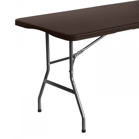 Pacote de 2 mesas dobráveis u200Bu200Bretangulares efeito rattan 180x74x74cm Thinia Home