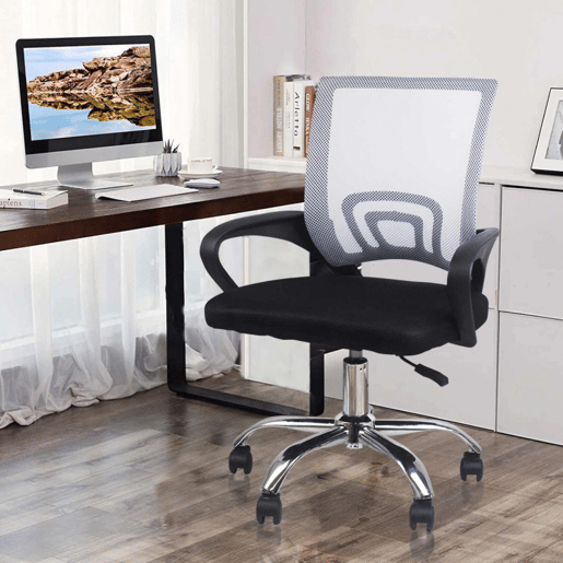 Cadeira Secretária com Rodas Classic Cinzento Claro 95x65x52cm Thinia Home