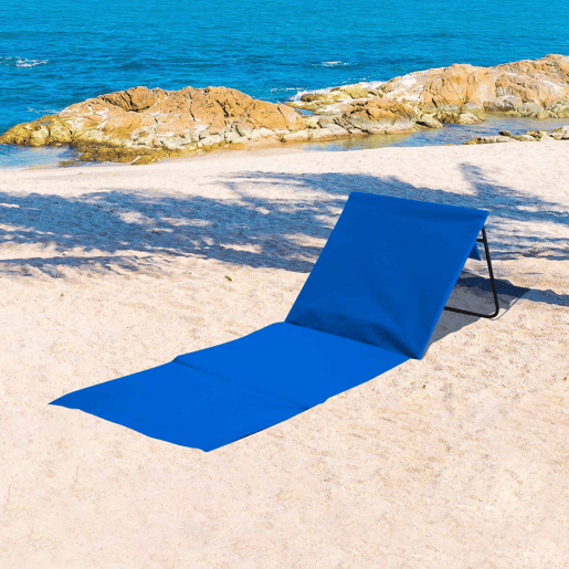 Tapete de Praia Dobrável Acolchoado com Encosto Azul 153x51x42cm Thinia Home