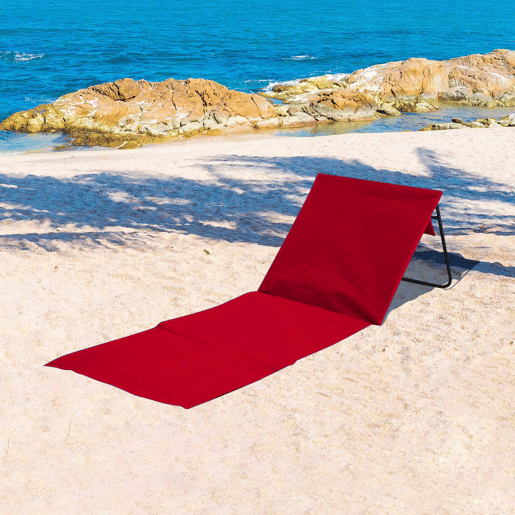 Pack 2 Tapetes de Praia Dobráveis u200Bu200BAcolchoados com Forro Vermelho 153x51x42cm 7house