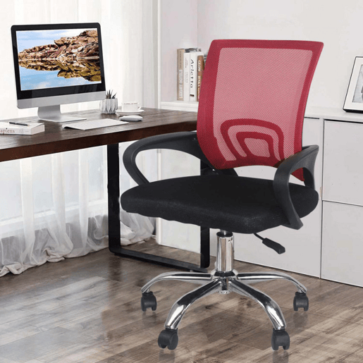 Cadeira Secretária com Rodas Classic Vermelho 95x65x52cm Thinia Home