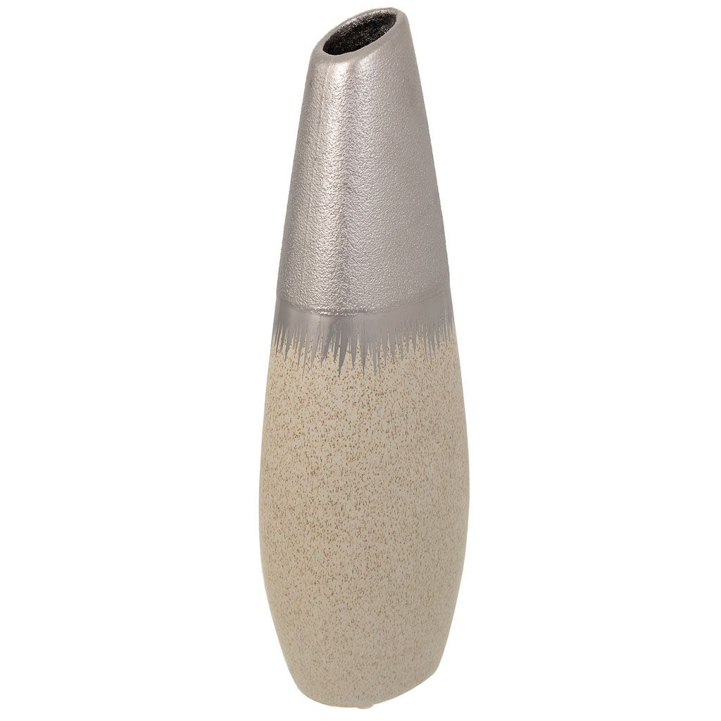 Jarrón de cerámica plateado 12x7x35