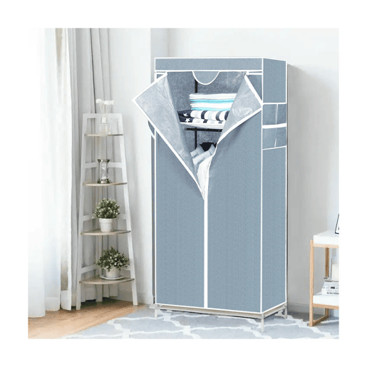 Armário em Tecido com Zíper BrancoCinza 70x45x155cm Thinia Home