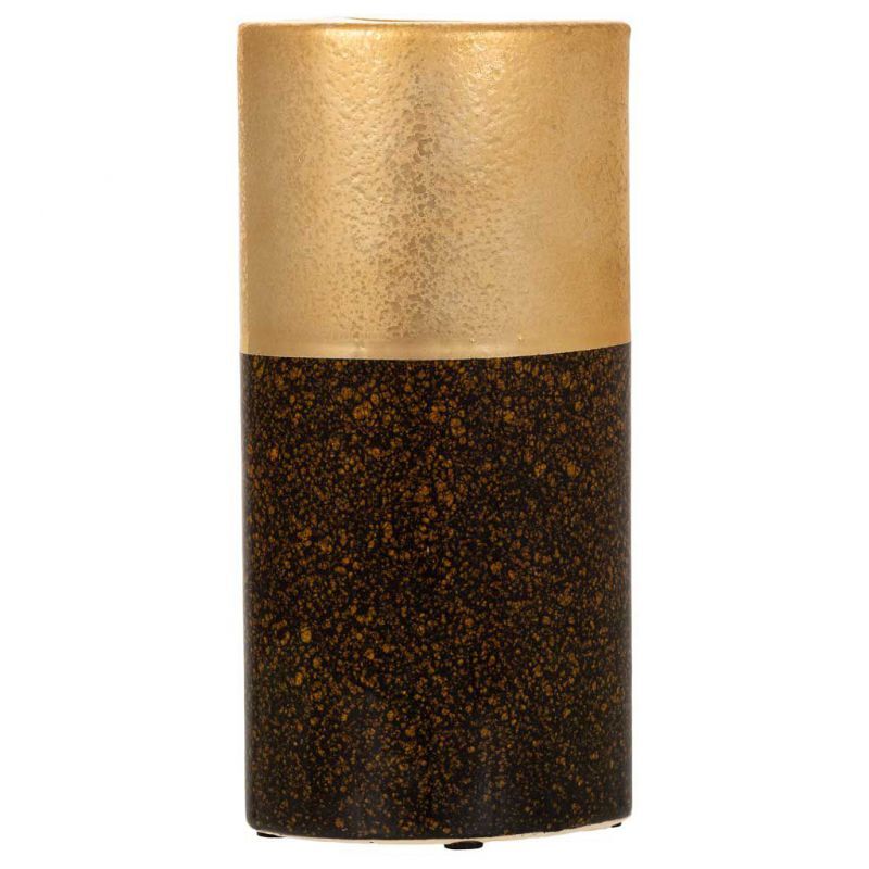 Portavelas de cerámica dorado 10,5x6,5x21