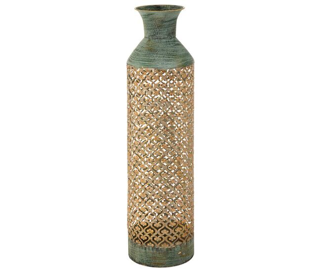 Jarrón de metal azul/dorado 18x18x69.5