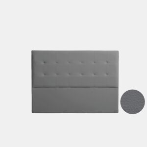 Cabeceira Estofada ATENEA Pele Sintética 130x120x8 cm - CINZA ESCURO - Moonia