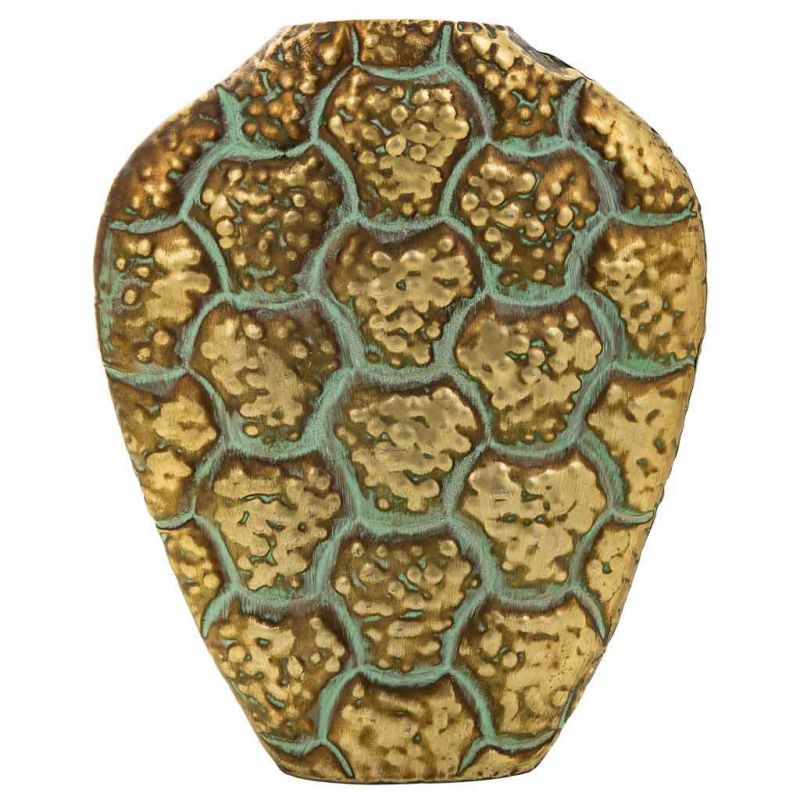 Jarrón de metal dorado 29x9.5x35h cm