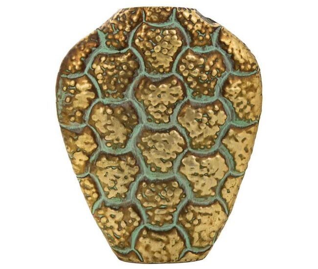 Jarrón de metal dorado 29x9.5x35h cm