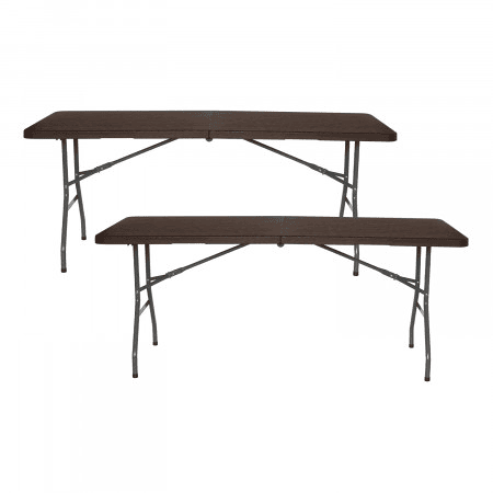 Pack 2 Mesas Dobráveis u200Bu200BRetangulares Efeito Madeira 180x74x74cm Thinia Home