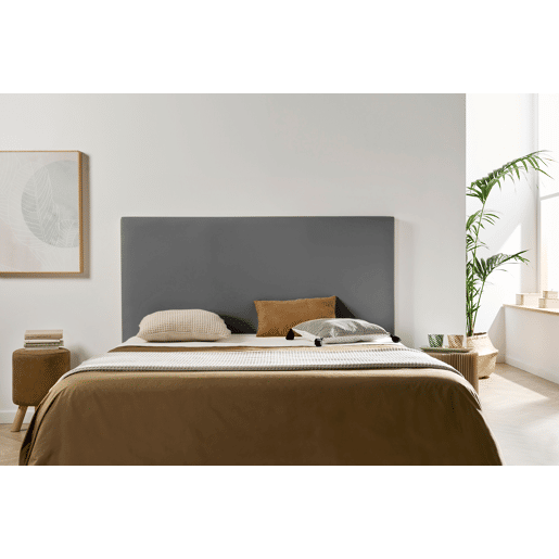 Cabeceira Estofada NEUS Pele Sintética 115x120x5 cm - CINZA ESCURO - Moonia