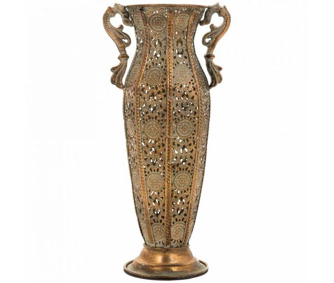 Jarrón de metal dorado 15,5x11,5x34