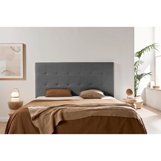Cabeceira Estofada ATENEA Pele Sintética 90x120x8 cm - CINZA ESCURO - Moonia