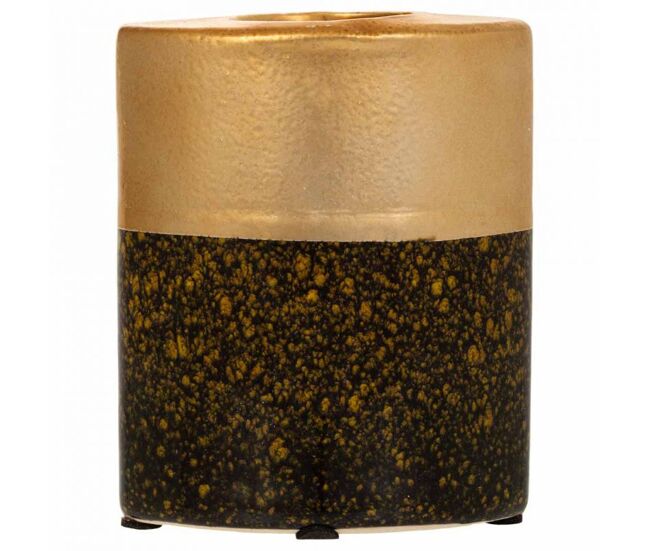 Portavelas de cerámica dorado 10,5x6,5x12,5