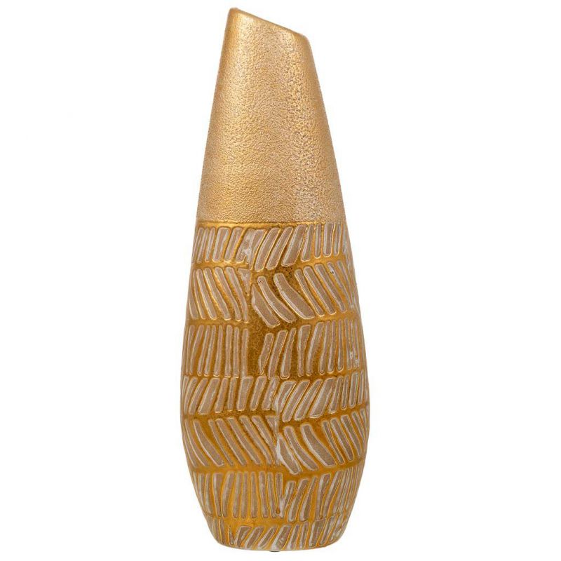 Jarrón de cerámica dorado 12x7x35