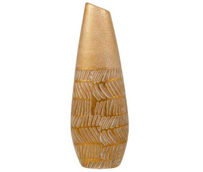 Jarrón de cerámica dorado 12x7x35